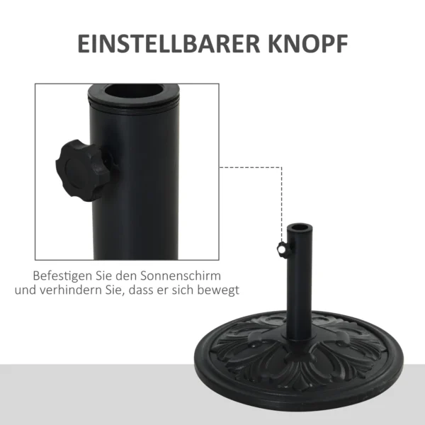 Parasolvoet Ø48 x 34 cm voor parasols Ø35/Ø38/Ø48mm, gemaakt van kunststof & cement, antiek zwart, stabiele houder voor tuin & terras 5