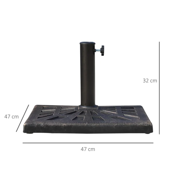 Parasolvoet parasolhouder van kunsthars 15kg voor Ø38/48mm zwart 47x47x32cm stabiel en weerbestendig 4