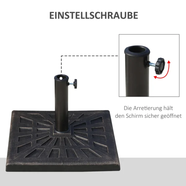 Parasolvoet parasolhouder van kunsthars 15kg voor Ø38/48mm zwart 47x47x32cm stabiel en weerbestendig 6