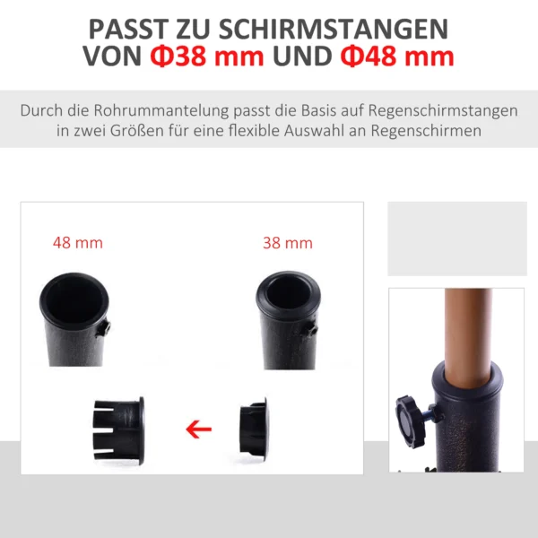 Parasolvoet parasolhouder van kunsthars 15kg voor Ø38/48mm zwart 47x47x32cm stabiel en weerbestendig 7