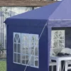 Paviljoen 2,95 x 5,85 m partytent, vouwpaviljoen met uv bescherming, pop up paviljoen met ramen & zijwanden, tuintent van oxford & staal, blauw 9