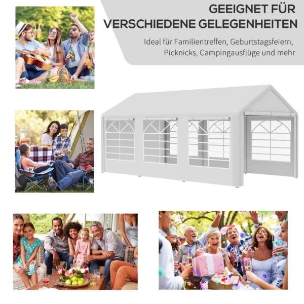 Paviljoen feesttent tuin feesttent tuinpaviljoen met 4 zijwanden vensters polyester+metaal wit 3x6m 5