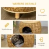 Pawhut kattenhol rattan 2 in 1 kattenmand met kussen huisdierbed gemaakt van waterhyacint gras en paulownia hout, lichtbruin en grijs, 44 x 43 x 42 cm 8