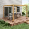 Pergola ca. 3 x 3 m tuinpaviljoen met uv bescherming, verstelbaar dak, terrasoverkapping voor hof en balkon, aluminium, natuur 2