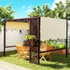 Pergola paviljoen 3x2,5m uv 30+stabiel winterbestendig zonwering met verstelbaar schuifdak zichtbescherming plantenbakken vrijstaand tuinpaviljoen terrasoverkapping voor tuin balkon donkerbruin 2