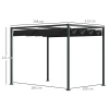 Pergola paviljoen terrasoverkapping met schuifdak 298x213x221cm polyester zwart grijs voor tuin & terras 4