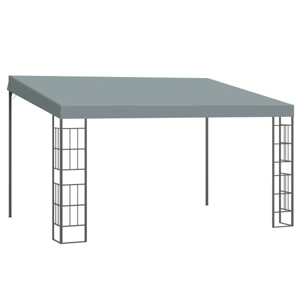 Pergola tuinpaviljoen 4 x 3 m overkapping tent van metaal & polyester in grijs, ideaal voor tuin & terras 1