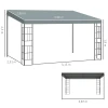 Pergola tuinpaviljoen 4 x 3 m overkapping tent van metaal & polyester in grijs, ideaal voor tuin & terras 4