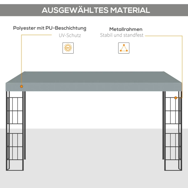 Pergola tuinpaviljoen 4 x 3 m overkapping tent van metaal & polyester in grijs, ideaal voor tuin & terras 5