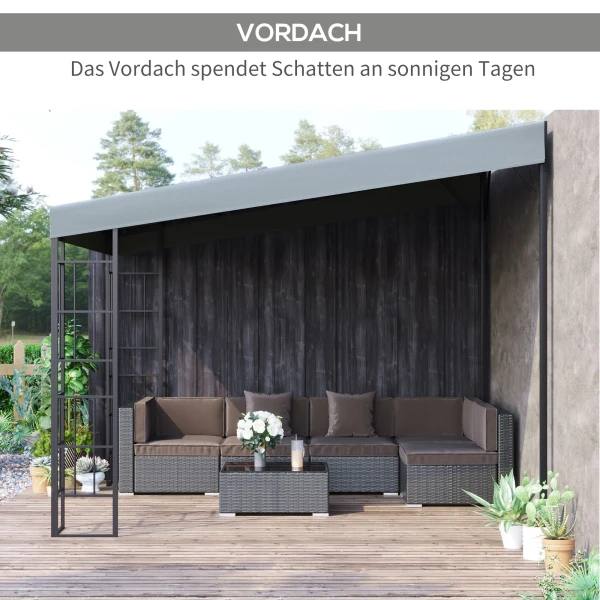 Pergola tuinpaviljoen 4 x 3 m overkapping tent van metaal & polyester in grijs, ideaal voor tuin & terras 7
