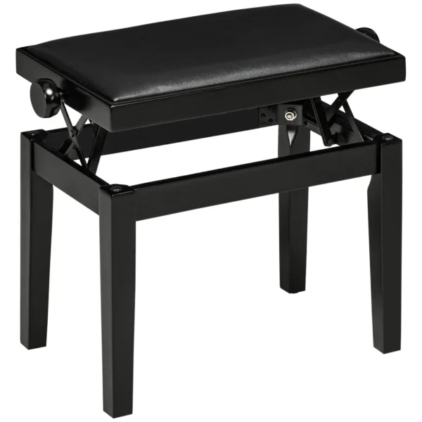 Pianokruk hoogteverstelbare pianobank met lederen kussen, kunstleer, rubberhout, zwart, 63 x 33 x 45 56 cm, ideaal voor pianisten 1