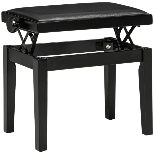 Pianokruk hoogteverstelbare pianobank met lederen kussen, kunstleer, rubberhout, zwart, 63 x 33 x 45 56 cm, ideaal voor pianisten 10