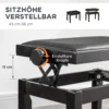 Pianokruk hoogteverstelbare pianobank met lederen kussen, kunstleer, rubberhout, zwart, 63 x 33 x 45 56 cm, ideaal voor pianisten 5
