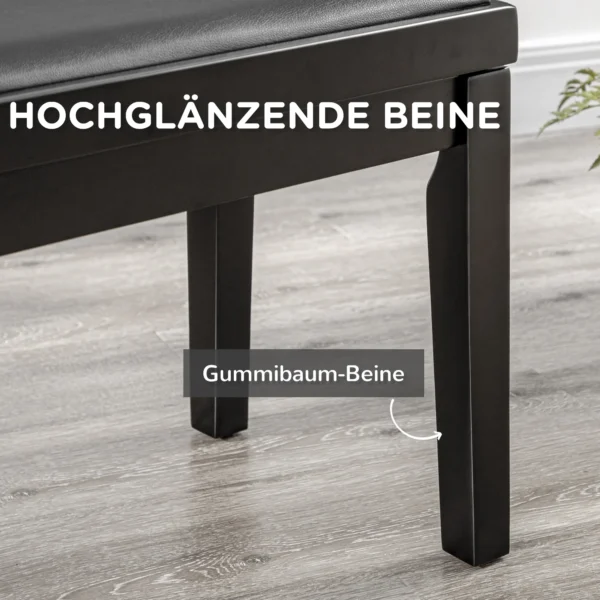 Pianokruk hoogteverstelbare pianobank met lederen kussen, kunstleer, rubberhout, zwart, 63 x 33 x 45 56 cm, ideaal voor pianisten 6