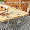 Picknickmand van wilgenhout picknickkoffer voor 4 personen met picknickdeken bestekset, flesopener picknicktafel picknick set compleetset voor camping strand kerstmis lichtbruin 6