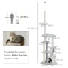 Plafondhoge krabpaal 2,25 2,55m met kiepbeveiliging hoogteverstelbare kattenboom met stabiele zitplatformen in lichtgrijs 4