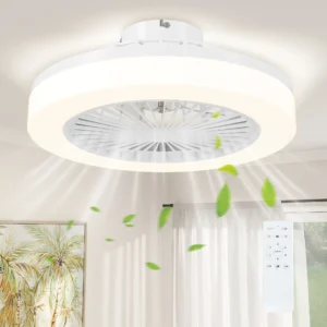 Plafondventilator met verlichting afstandsbediening led ventilator plafondlamp dimbaar met 6 snelheden 40 w lamp met omkeerbare ventilator, timer voor slaapkamer wit 46 cm 1