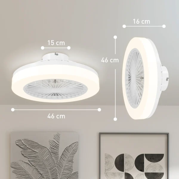 Plafondventilator met verlichting afstandsbediening led ventilator plafondlamp dimbaar met 6 snelheden 40 w lamp met omkeerbare ventilator, timer voor slaapkamer wit 46 cm 4