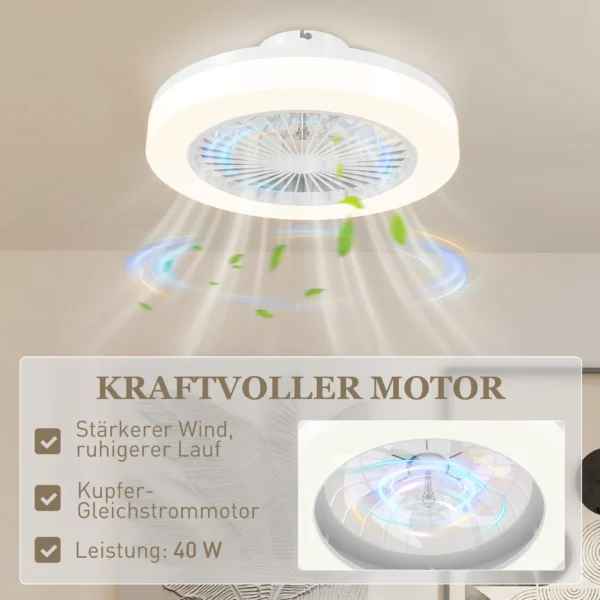 Plafondventilator met verlichting afstandsbediening led ventilator plafondlamp dimbaar met 6 snelheden 40 w lamp met omkeerbare ventilator, timer voor slaapkamer wit 46 cm 7