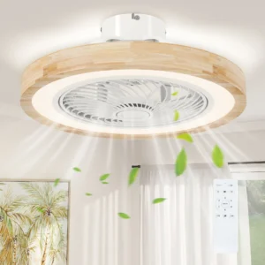 Plafondventilator met verlichting afstandsbediening led ventilator plafondlamp dimbaar met rgb kleur, 6 snelheden 40 w lamp met ventilator, timer omkeerbaar voor slaapkamer natuur 50 cm 1