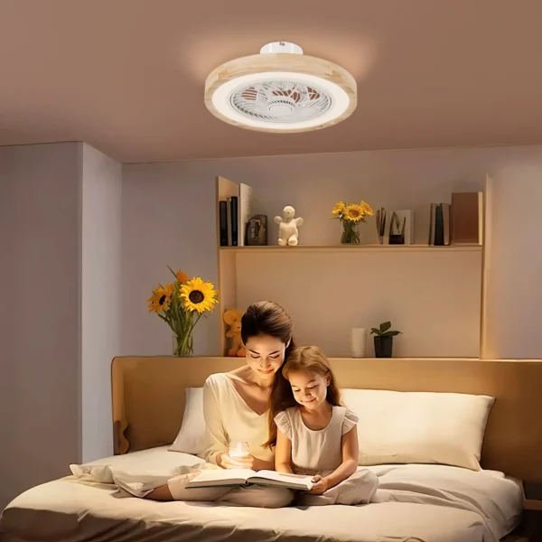 Plafondventilator met verlichting afstandsbediening led ventilator plafondlamp dimbaar met rgb kleur, 6 snelheden 40 w lamp met ventilator, timer omkeerbaar voor slaapkamer natuur 50 cm 2