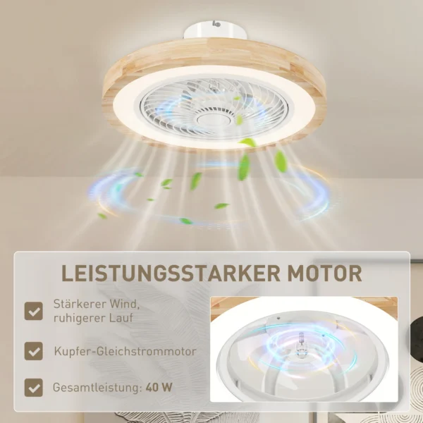 Plafondventilator met verlichting afstandsbediening led ventilator plafondlamp dimbaar met rgb kleur, 6 snelheden 40 w lamp met ventilator, timer omkeerbaar voor slaapkamer natuur 50 cm 7