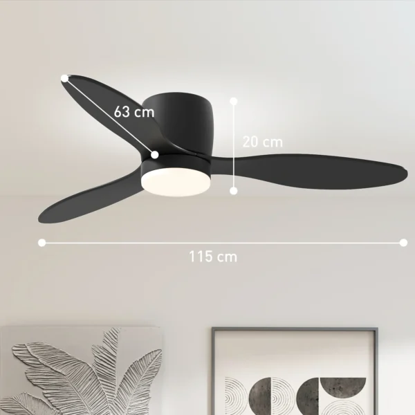 Plafondventilator met verlichting en afstandsbediening 115 cm led lamp met ventilator, omkeerbare dc motor, 3 bladen, 3 lichtkleuren, 6 snelheden, timer plafondventilator voor slaapkamer 4