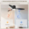 Plafondventilator met verlichting en afstandsbediening 115 cm led lamp met ventilator, omkeerbare dc motor, 3 bladen, 3 lichtkleuren, 6 snelheden, timer plafondventilator voor slaapkamer 8