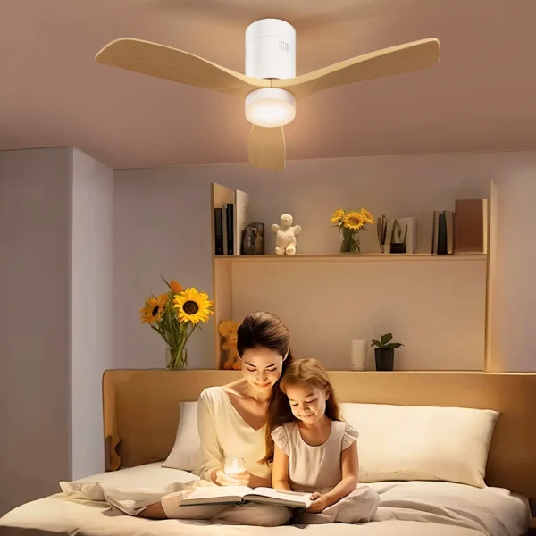 Plafondventilator met verlichting en afstandsbediening 117 cm led lamp met ventilator, 3 bladen, omkeerbare dc motor, 3 lichtkleuren, 6 snelheden, timer voor slaapkamer 2