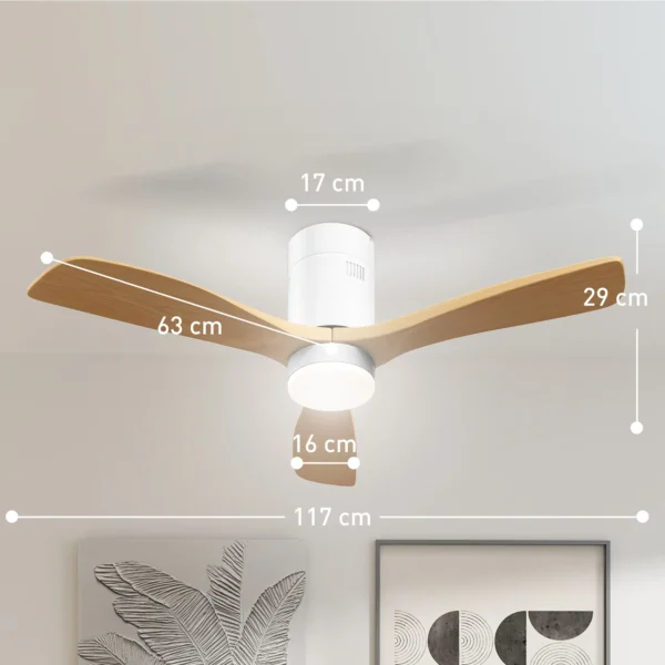 Plafondventilator met verlichting en afstandsbediening 117 cm led lamp met ventilator, 3 bladen, omkeerbare dc motor, 3 lichtkleuren, 6 snelheden, timer voor slaapkamer 4