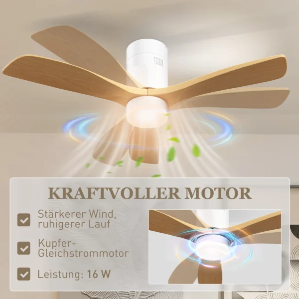 Plafondventilator met verlichting en afstandsbediening 117 cm led lamp met ventilator, 3 bladen, omkeerbare dc motor, 3 lichtkleuren, 6 snelheden, timer voor slaapkamer 7