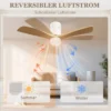 Plafondventilator met verlichting en afstandsbediening 117 cm led lamp met ventilator, 3 bladen, omkeerbare dc motor, 3 lichtkleuren, 6 snelheden, timer voor slaapkamer 8