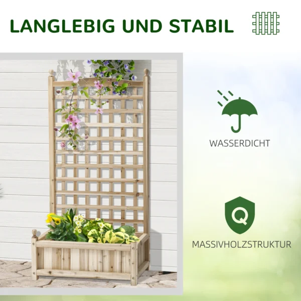Plantenbak met klimrek bloembak voor klimplanten van hout 64x28x120cm, ideaal voor tuin & terras 7