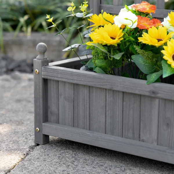 Plantenbak met klimrek bloembak voor klimplanten van hout in lichtgrijs 64x28x120cm ideaal voor tuin & balkon 10