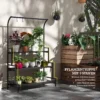 Plantenstandaard bloemenstandaard met 3 niveaus en 6 haken, plantentrap van staal in zwart, 110x50x170cm voor tuin en balkon 5