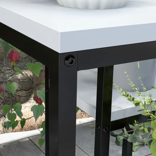 Plantenstandaard staal bloemenrek 4 niveaus voor tuin balkon 34x34x70cm wit 9