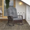 Poly rattan schommelstoel met kussen 75 x 103 x 96 cm, comfortabele schommelstoel voor tuin & terras, stijlvolle loungemeubels in bruin 2