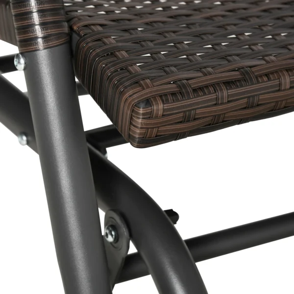 Polyrattan schommelbank 2 zits, terras tuin loveseat, tuinschommel met rugleuning, zitbank, parkbank, bruin, 70x120x84cm 8