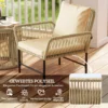Polyrattan tuinmeubelset, outdoor lounge balkonmeubilair voor 2 personen, 3 delige zitgroep met 2 stoelen, bijzettafel zitkussens, weerbestendige tuinlounge voor tuin, balkon, khaki+beige 6