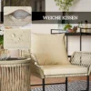 Polyrattan tuinmeubelset, outdoor lounge balkonmeubilair voor 2 personen, 3 delige zitgroep met 2 stoelen, bijzettafel zitkussens, weerbestendige tuinlounge voor tuin, balkon, khaki+beige 7