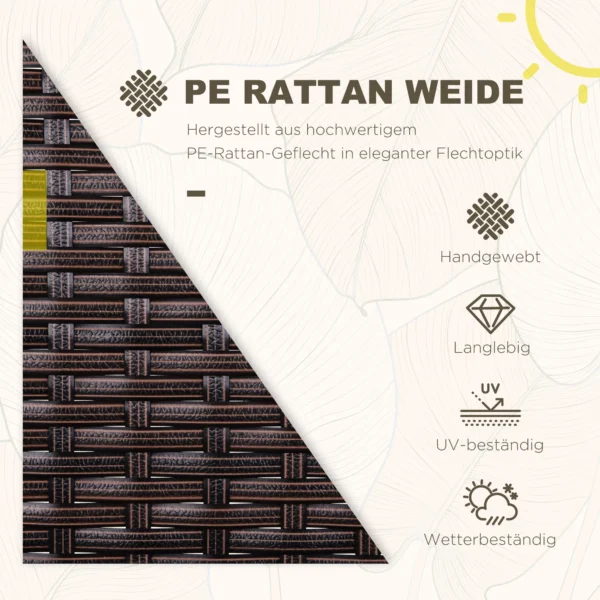 Polyrattan tuinset voor 2 personen balkonmeubilair met kussens in bruin en crème, ideaal voor terras & tuin 5