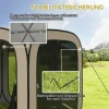 Pop up campingtent schermtent opvouwbaar ruimtetent met draagtas, mesh deur, familietent paviljoen voor 6 personen, camping, tuin, terras, 340 x 300 x 220 cm, khaki 6
