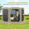 Pop up campingtent schermtent opvouwbaar ruimtetent met draagtas, mesh deur, familietent paviljoen voor 6 personen, camping, tuin, terras, 340 x 300 x 220 cm, khaki 8