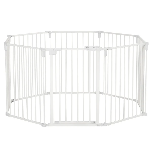 Puppyren vrijloophek beveiligingshek met deur, flexibel, opvouwbaar, 8 panelen, 60x76cm, wit 1