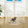 Puppyren vrijloophek beveiligingshek met deur, flexibel, opvouwbaar, 8 panelen, 60x76cm, wit 2
