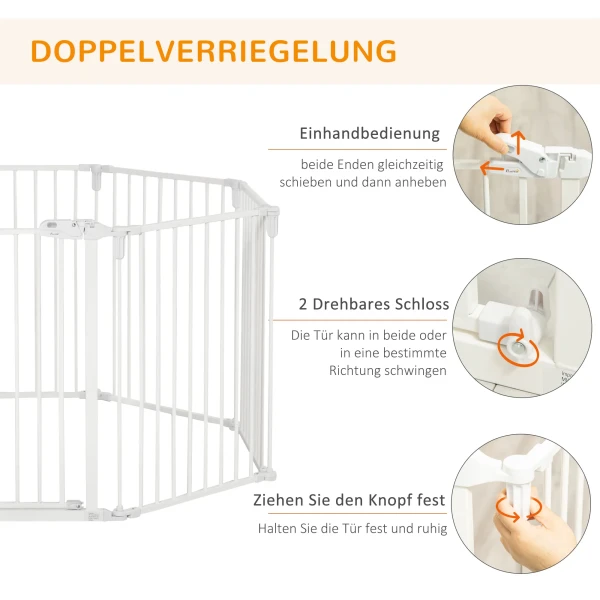 Puppyren vrijloophek beveiligingshek met deur, flexibel, opvouwbaar, 8 panelen, 60x76cm, wit 5
