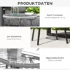 Rattan bijzettafel bistrotisch, koffietafel met glazen tafelblad, rond, voor terras, balkon, zwart+grijs, 50x50x50cm 7