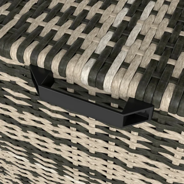Rattan kussenbox 350l 2 niveaus weerbestendig kussenbox met deksel hefstangen draaggrepen uv bestendig tuinbox opbergbox tuinkist voor tuin terras balkon 118x57x69 cm gemengd grijs 10