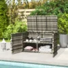 Rattan kussenbox 350l 2 niveaus weerbestendig kussenbox met deksel hefstangen draaggrepen uv bestendig tuinbox opbergbox tuinkist voor tuin terras balkon 118x57x69 cm gemengd grijs 8