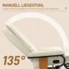 Relaxstoel draaibaar tv stoel met ligfunctie en voetensteun tot 150 kg, kunstleer in crèmewit voor woonkamer 5